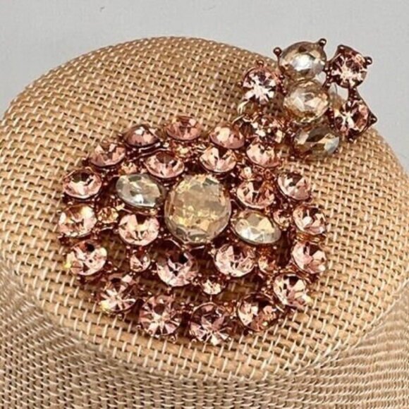 Pierced Earrings Rose Gold Pierced Earrings Pale Pink Crystals Stunning - Picture 1 of 6